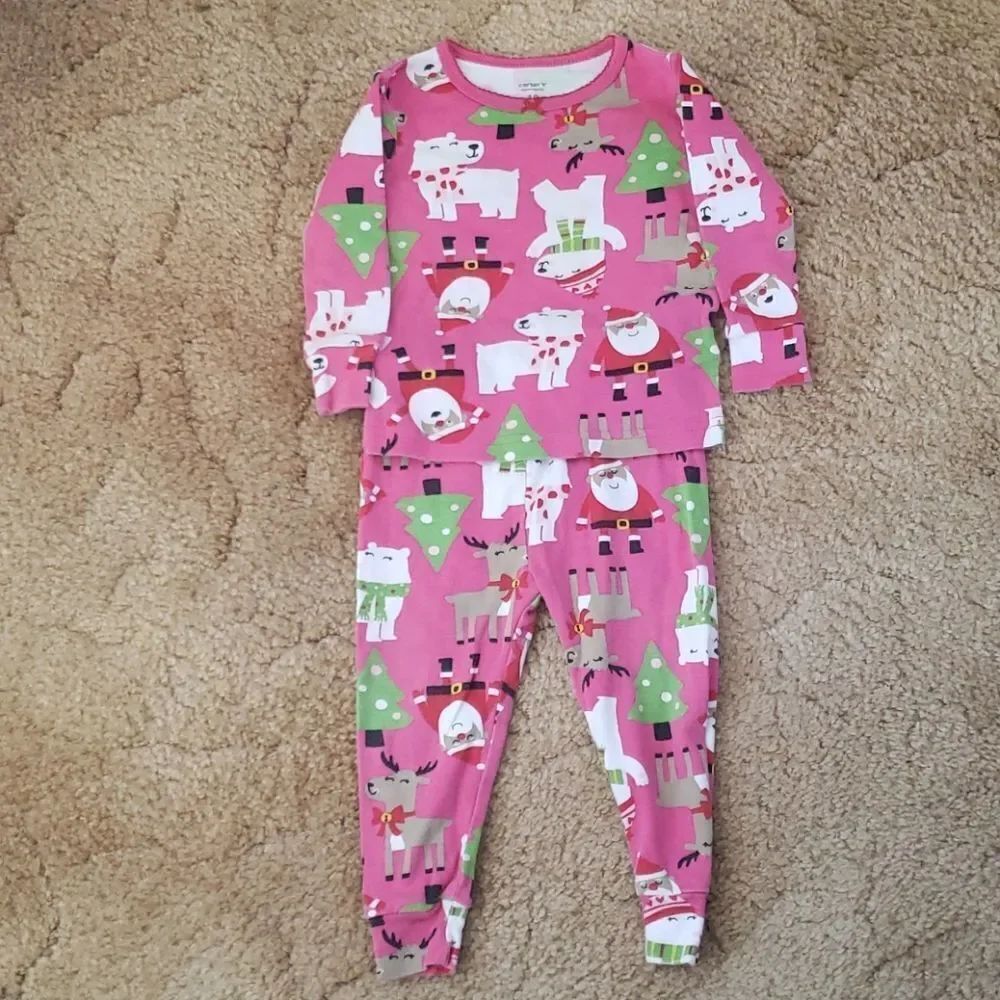 Adorable EUC Carter's Christmas Pajamas Sz 18 Mos
